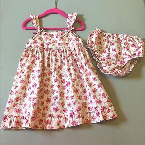 Fantaisie Kids Girl’s 3T Cotton Dress w/ Bloomers Cream Rose Vintage Floral